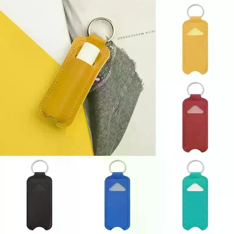 Key Holder Leather Pouch - Portemonnee van kunstleer voor lippenbalsem, sleutelhanger,