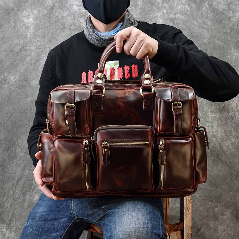 Laptop Bag Leather 15 - Mannen Echt Lederen Aktetas Fit 15