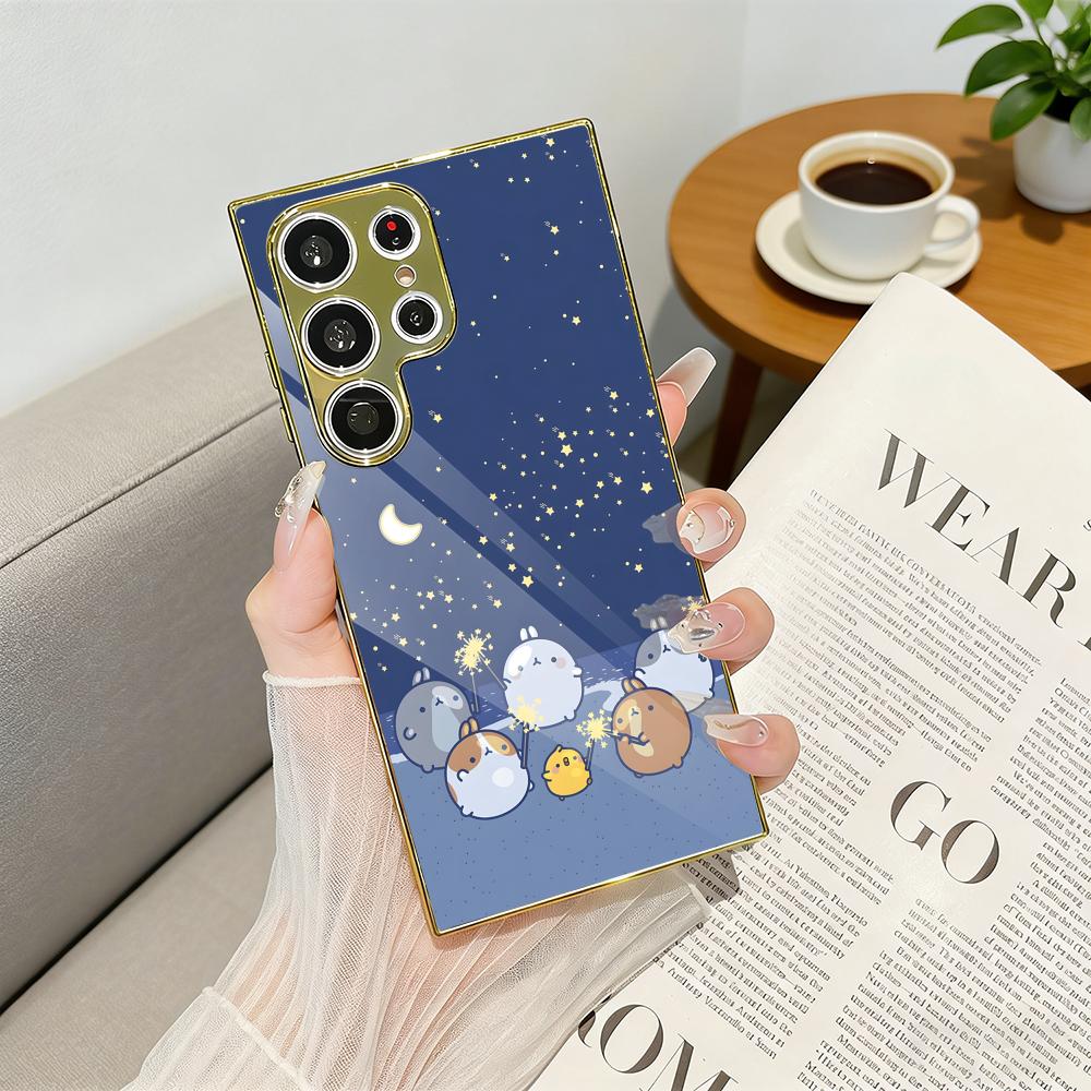 Luxury Bags Quotes - Kawaii Cartoon M-Molang Telefoonhoesje Luxe Gegalvaniseerde