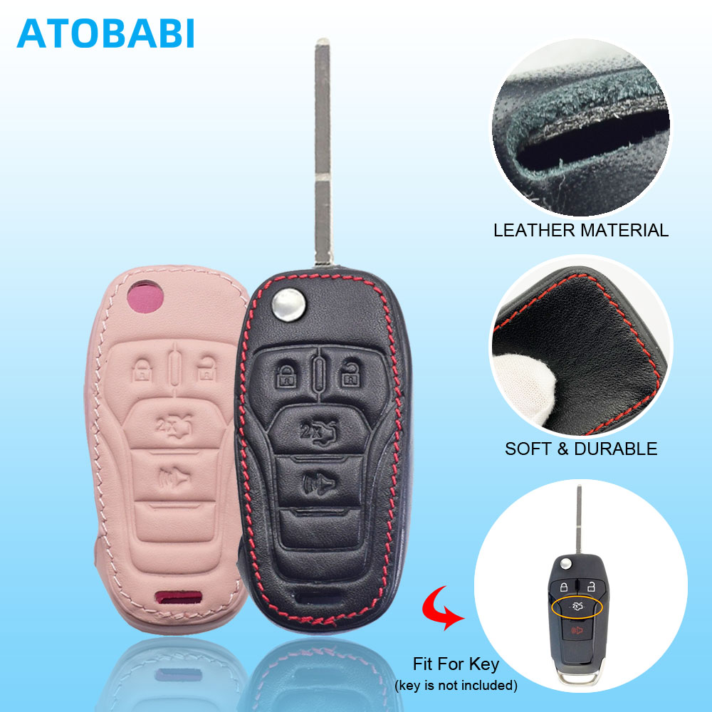 Key Holder Leather Pouch - Leren auto sleutelhoes voor Ford Fusion