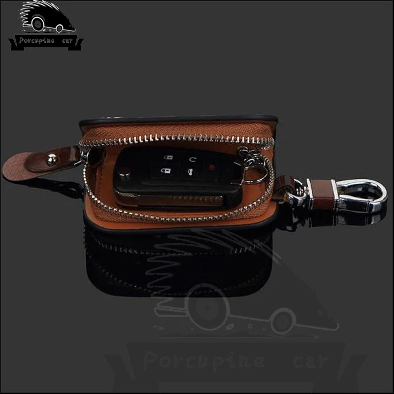 Houtnerf lederen autosleutelho - Key Holder Leather Pouch recensie en prijs